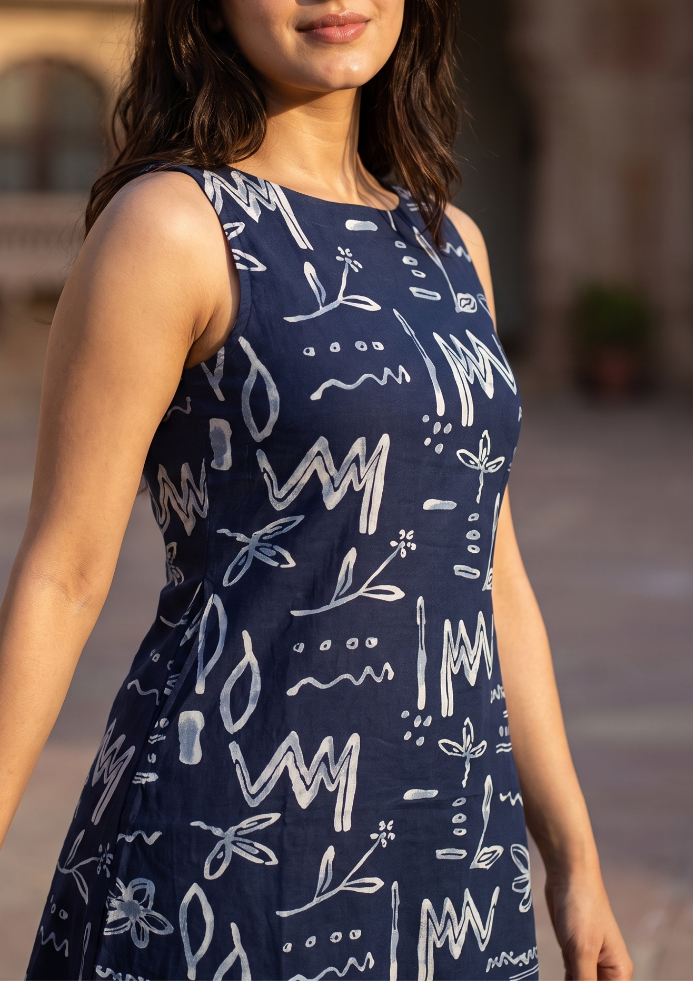 Navy Printed Cotton Co-Ord Set