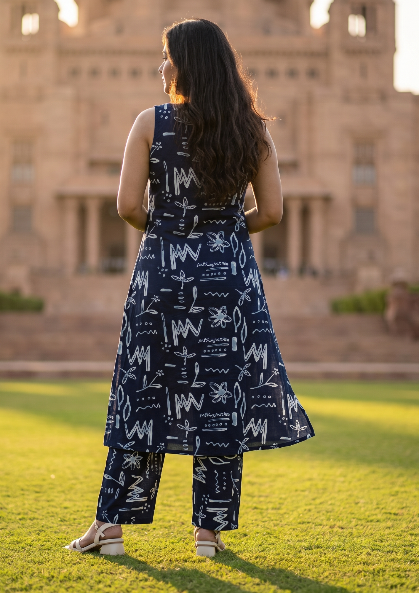 Navy Printed Cotton Co-Ord Set