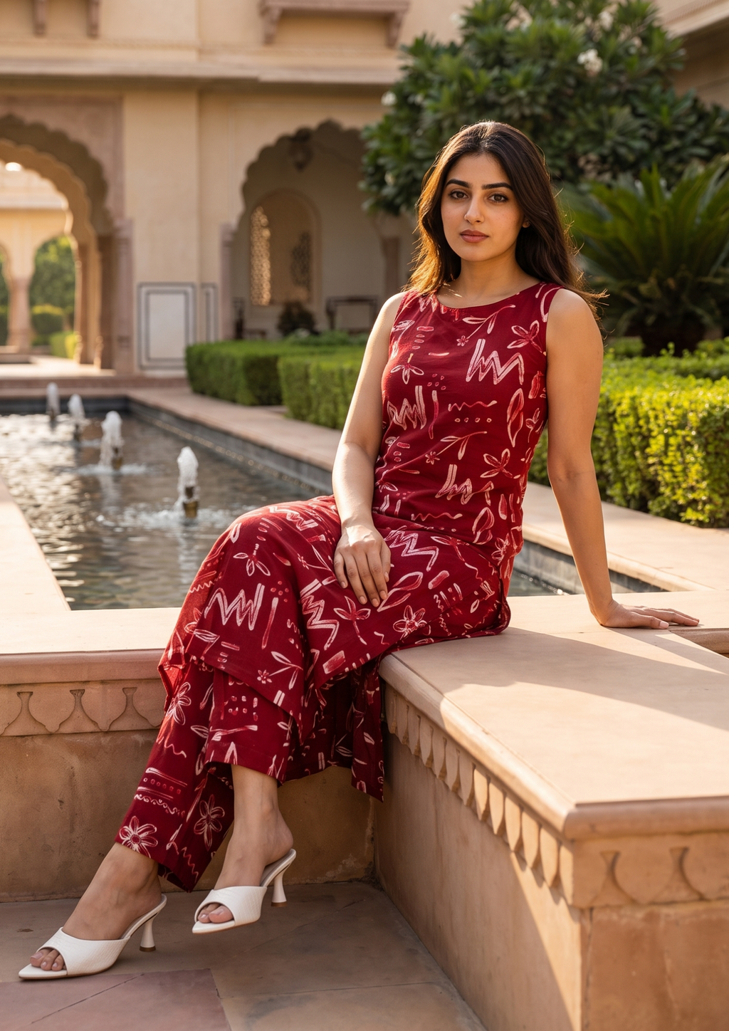Red Printed Cotton Co-Ord Set