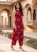 Red Printed Cotton Co-Ord Set
