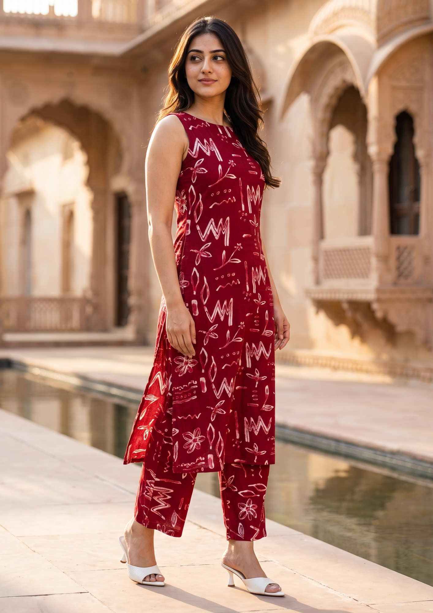 Red Printed Cotton Co-Ord Set
