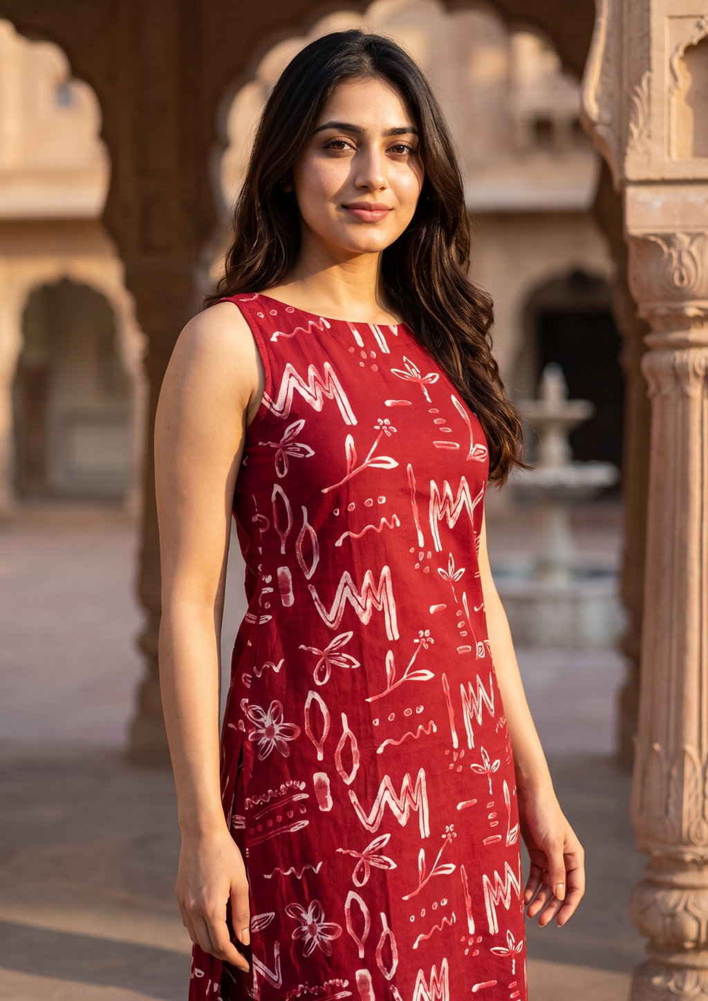 Red Printed Cotton Co-Ord Set