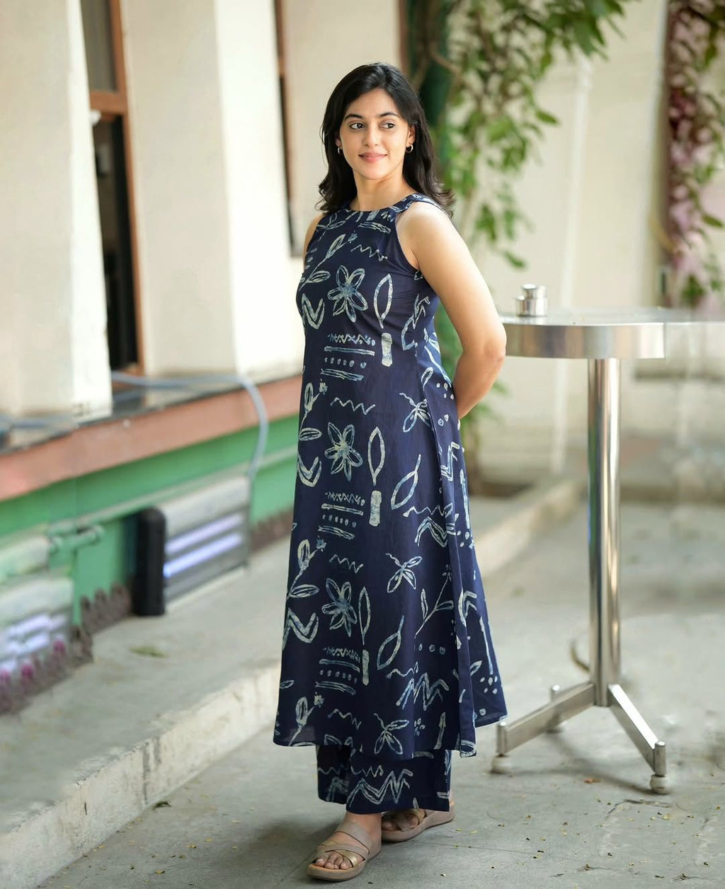 Navy Printed Cotton Co-Ord Set