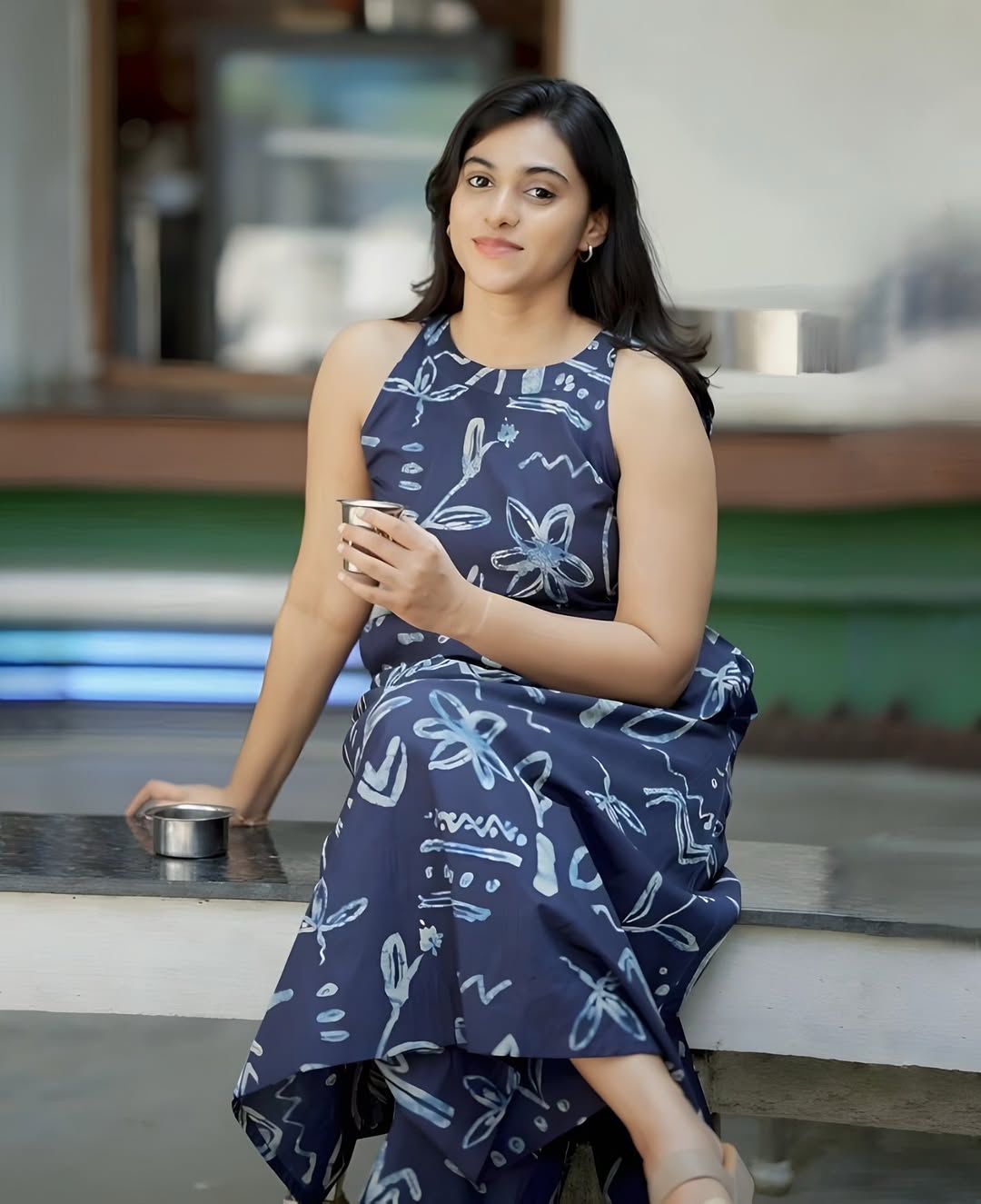 Navy Printed Cotton Co-Ord Set