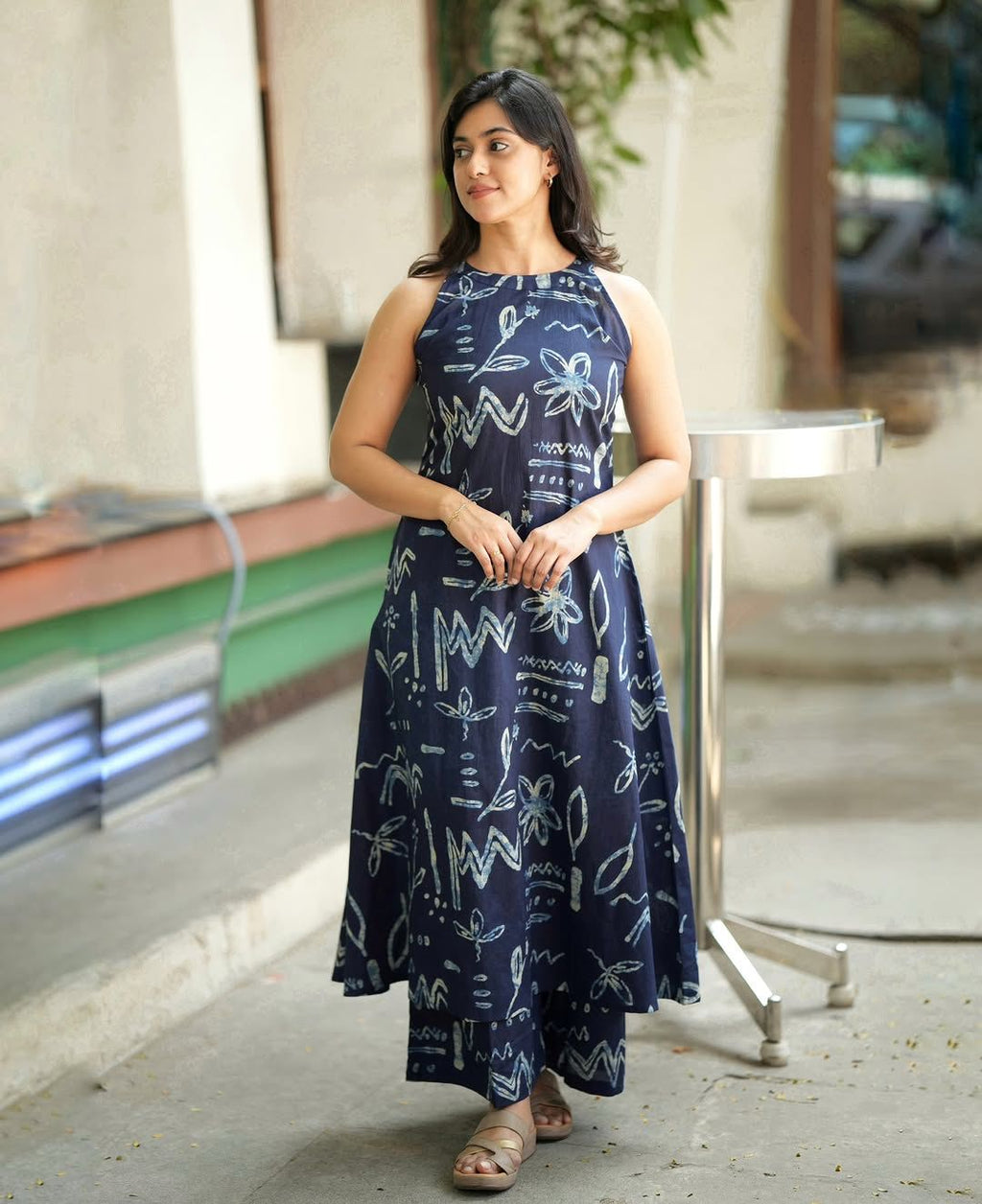 Navy Printed Cotton Co-Ord Set