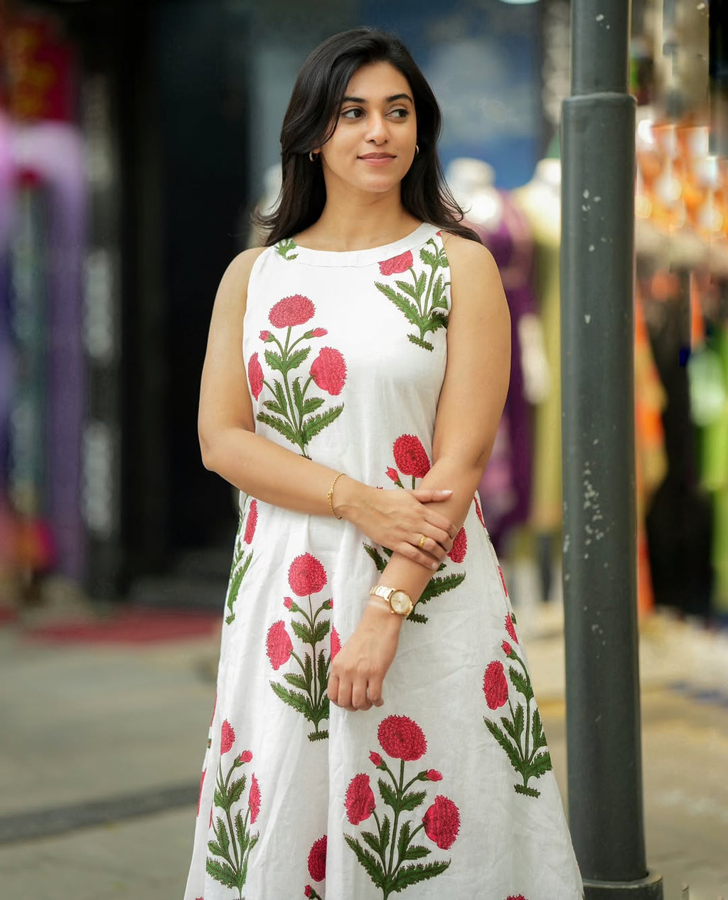 White Floral Printed Cotton Co-Ord Set